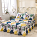 Quilted 100% cotton printed bedskirt sheet set